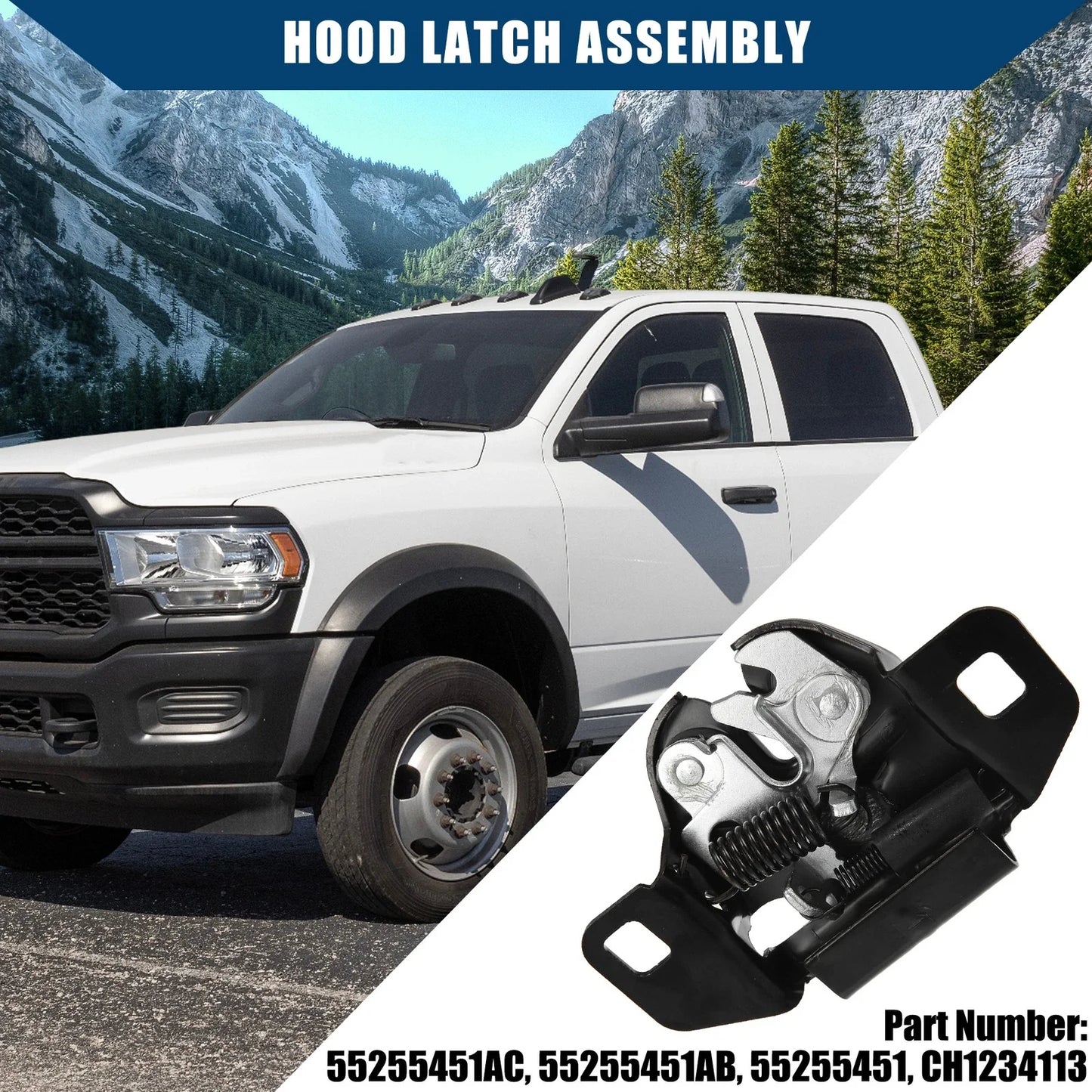 Hood Latch Lock Assembly for Dodge Ram 1500 2500 3500 (2002-2023)