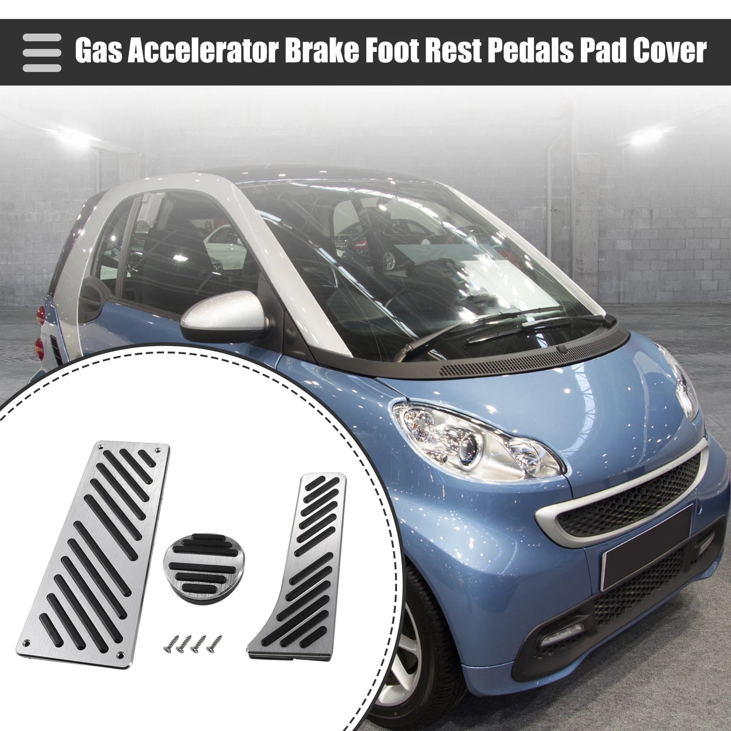 Set of 2 Gas Accelerator Brake Foot Rest Pedals Pad Covers for Mercedes Benz Smart