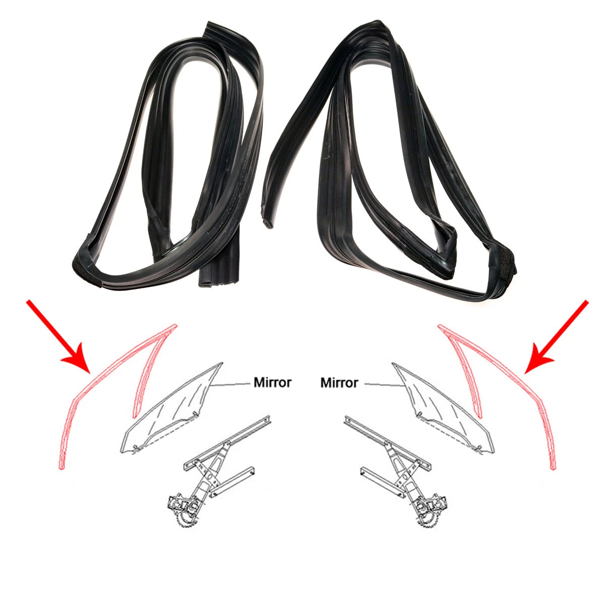 Front Weatherstrip Glass Run Channel Set for Honda Accord Acura TSx2002-2008