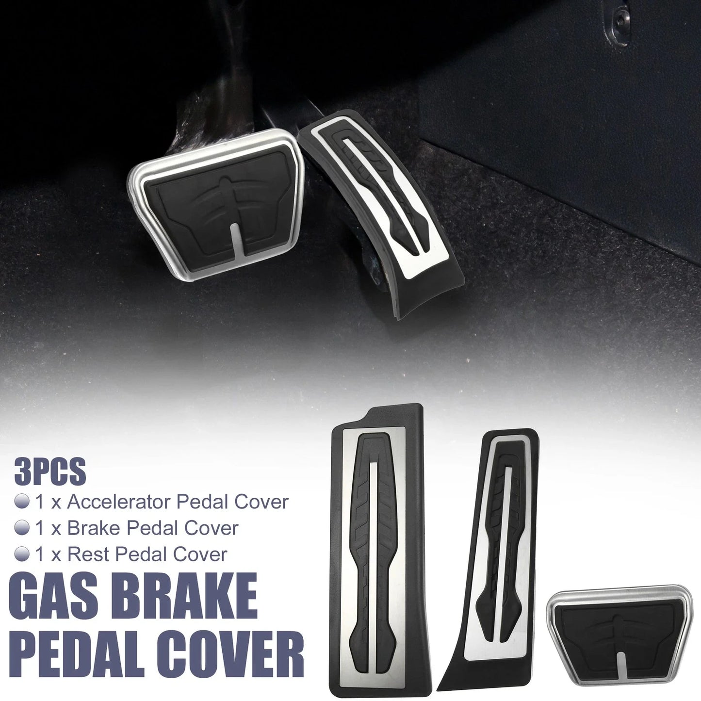 3 Pcs Accelerator & Brake Pedal Covers Set for BMW X3 X4 - Metal Rubber