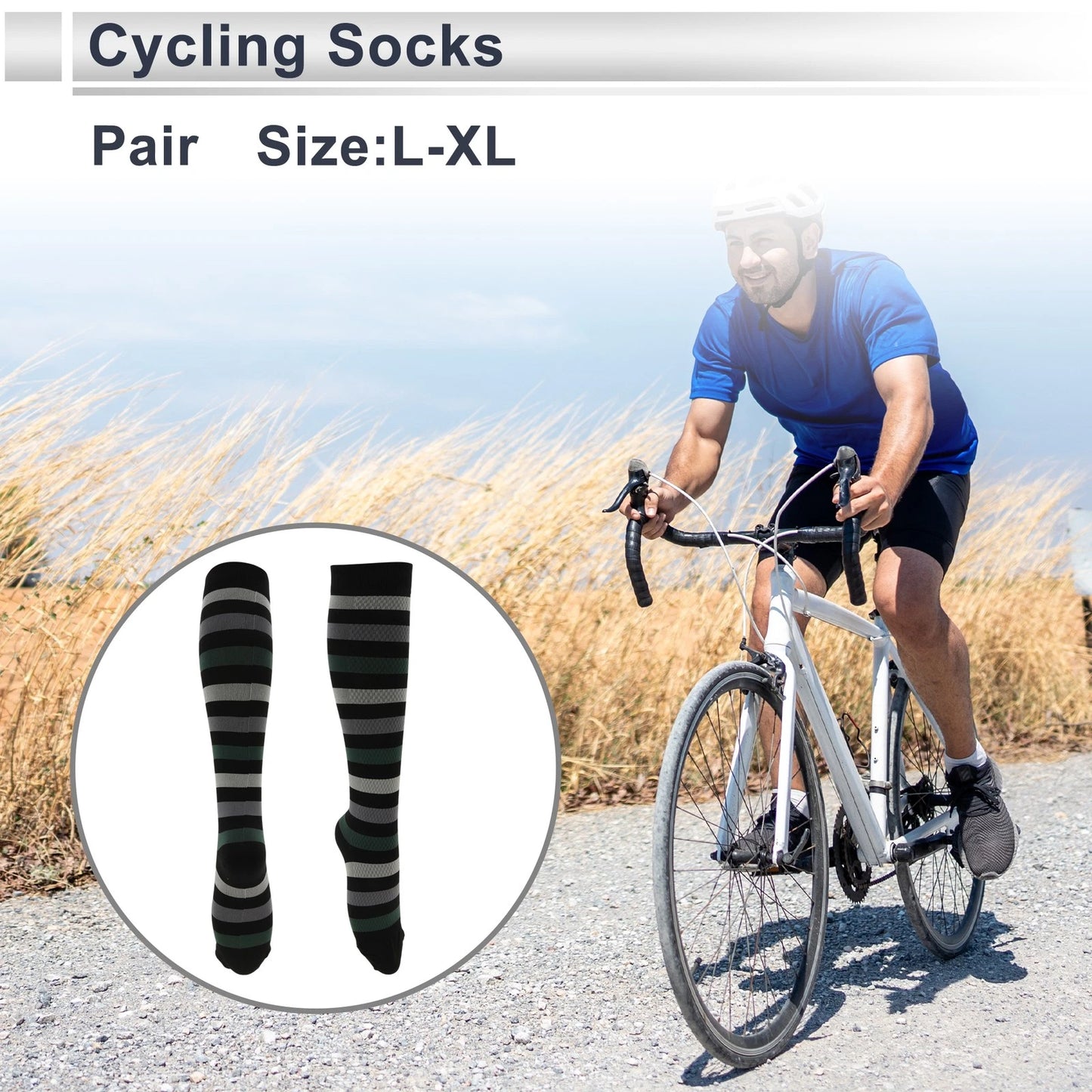 Cycling Socks Anti-friction Size L-XL Black Gray Green