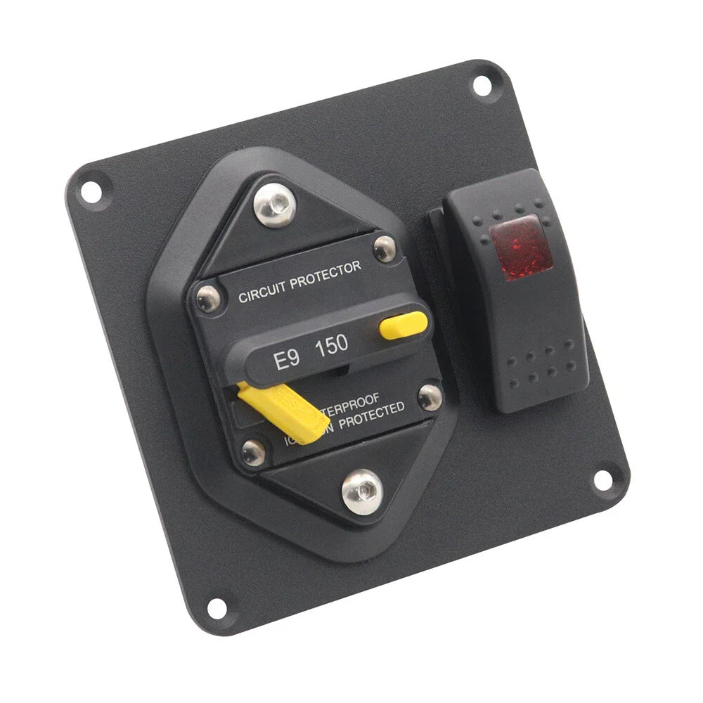 150A Circuit Breaker Panel + Red LED Switch for Universal Car