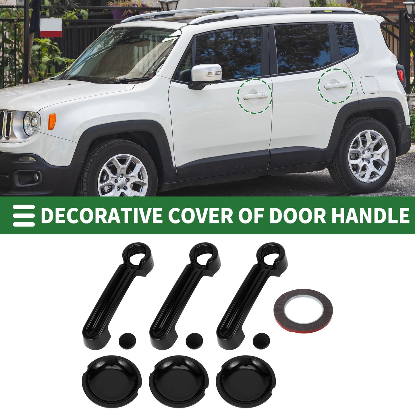 Set of 2 Exterior Door Handle Covers for Jeep Wrangler JK (2007–2017) ABS Black