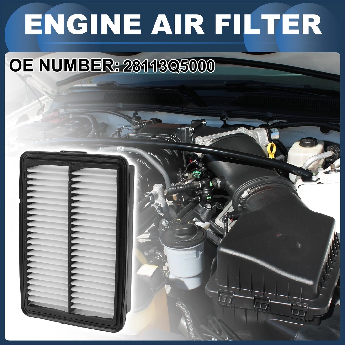 Car Engine Air Filter No. 28113Q5000 for Kia Seltos (2021–2024)