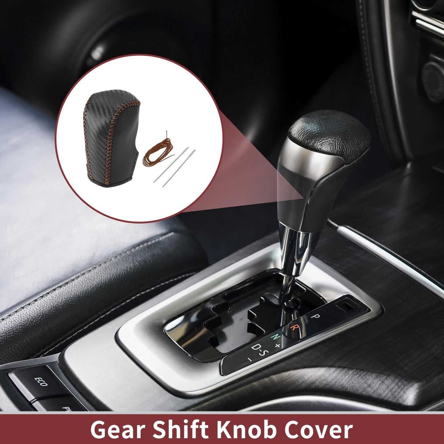 Gear Shift Knob Cover for Nissan Murano (2009–2013) Black Brown Faux Leather