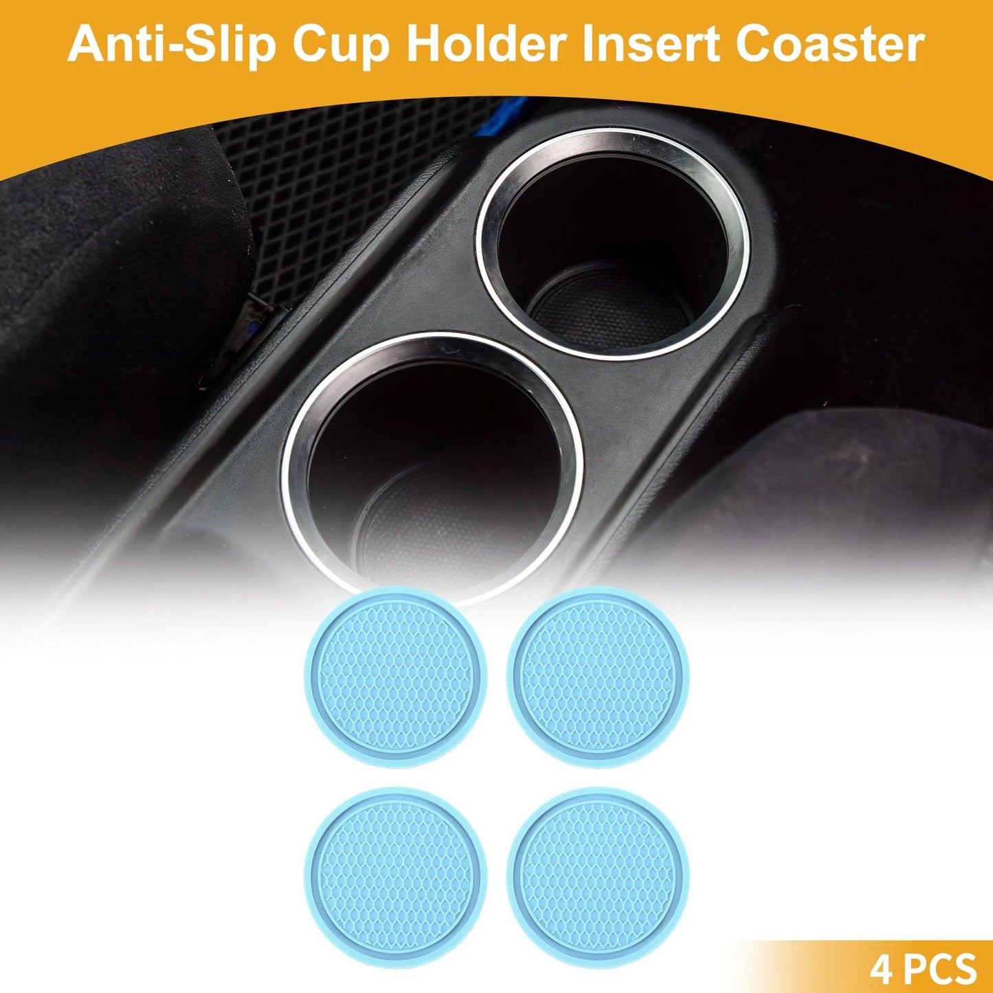 Set of 2 Non-Slip Car Cup Holder Coasters for Universal Fit (7cm)