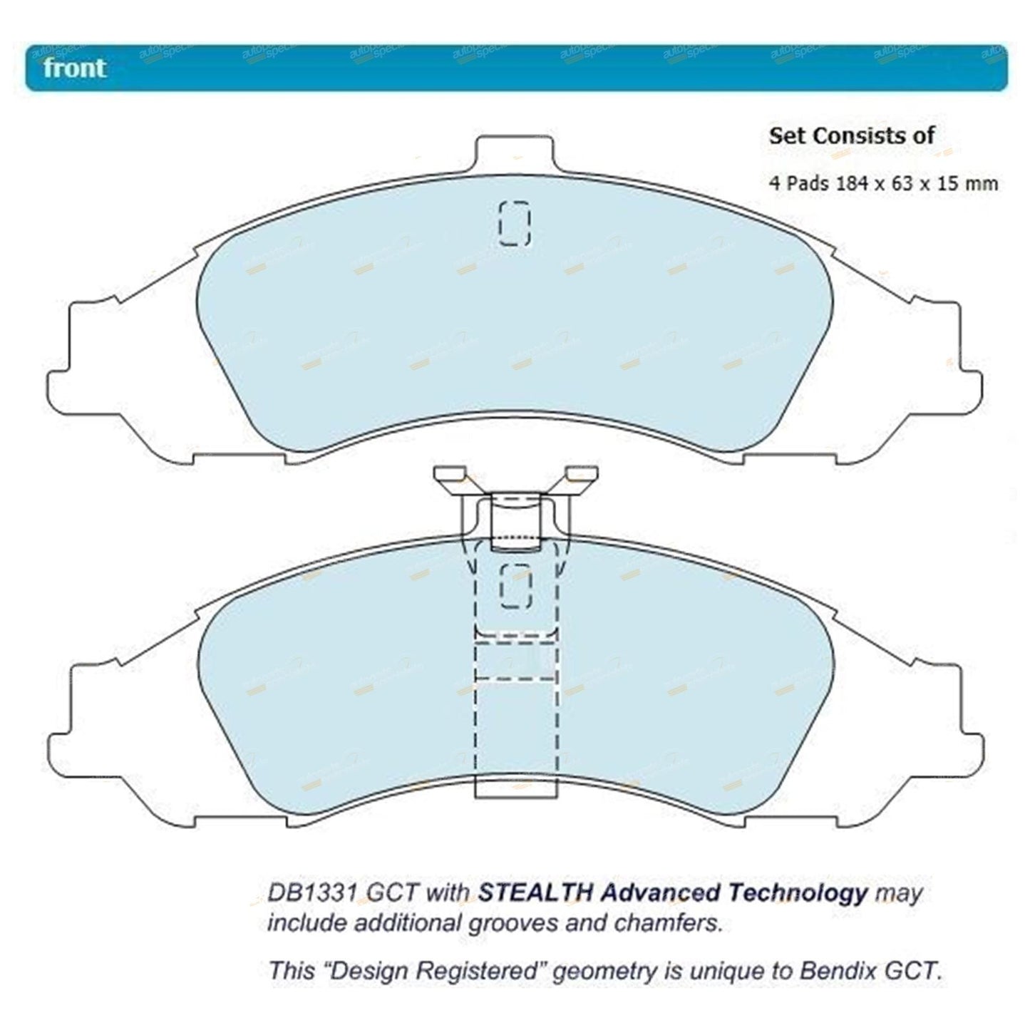 Set of 4 Bendix Front Disc Brake Pads for Holden Commodore (1997–2009)