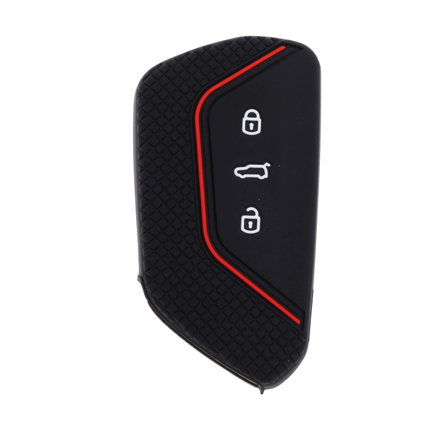 Silicone Car Key Case for VW Golf 8 (2020–Present) - Black Red - 3 Buttons