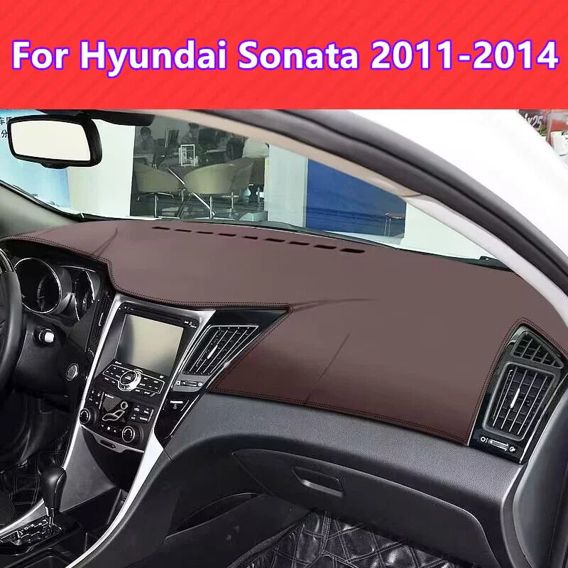 Brown Leather Dashboard Dash Cover Protector Mat for Hyundai Sonata (2011–2014)
