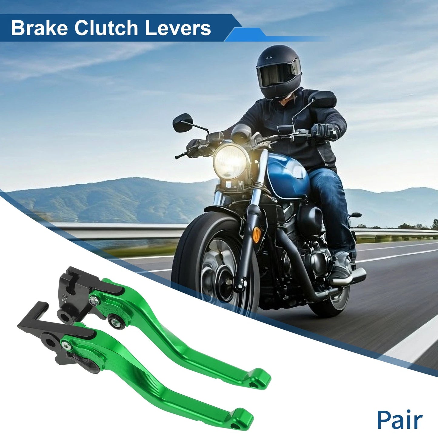 Adjustable Short Brake Clutch Levers 1 Pair for Kawasaki KLX 300 (2021–2025) Green
