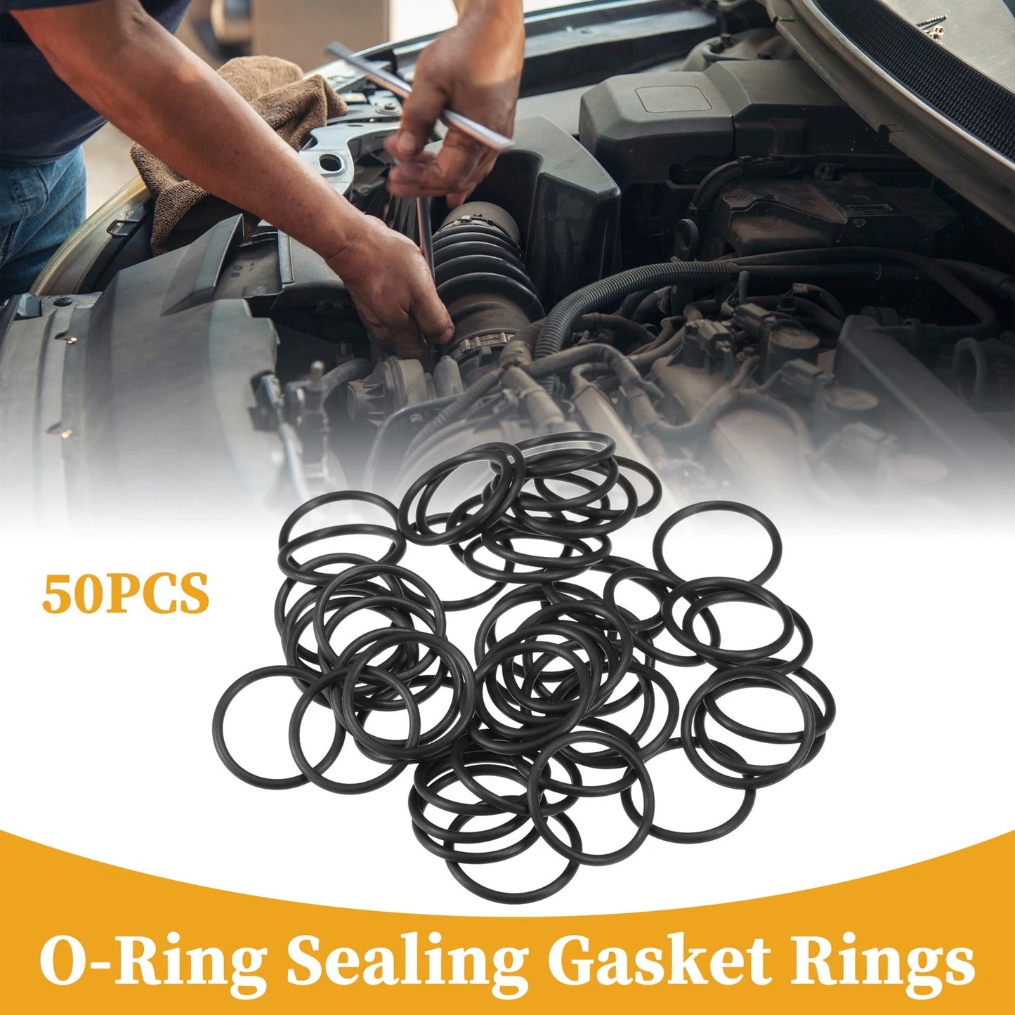 50pcs NBR Rubber O Ring Seal Gasket for Cars Trucks 15mm ID x 1.5mm CS