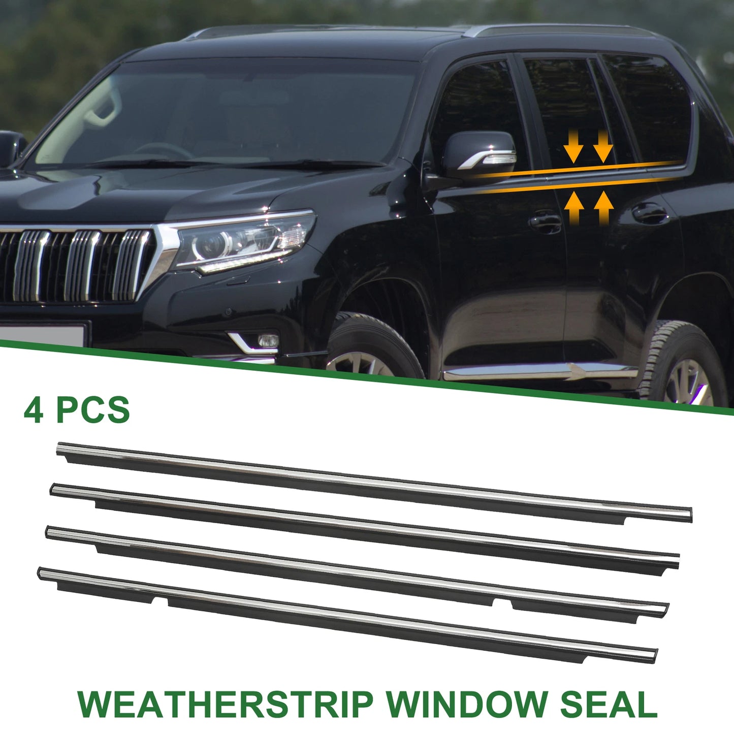 Set of 4 Weatherstrip Window Seals No.7572160080/7571160080 for Lexus GX470 (2003–2009)