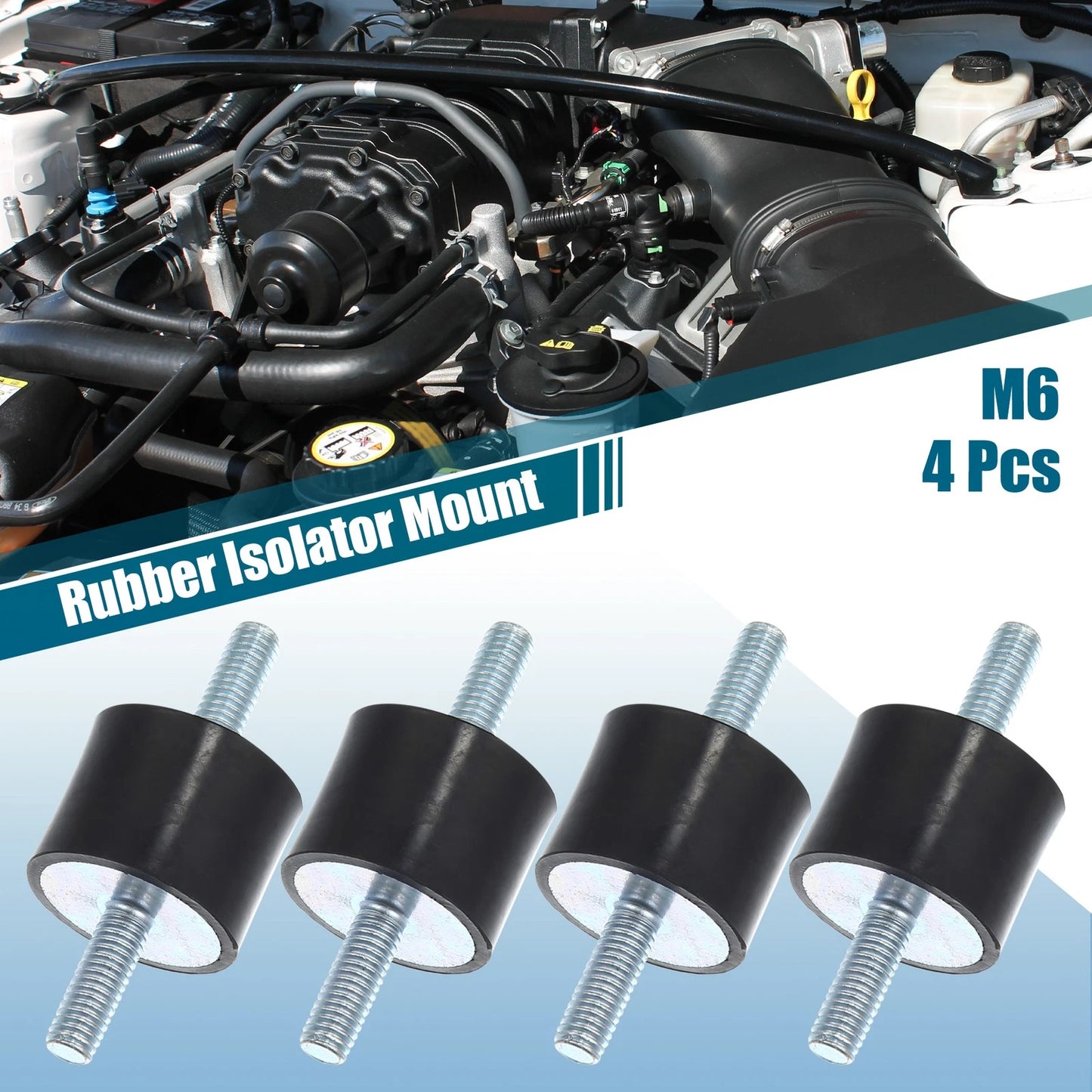 Set of 4 M6 Car Anti Vibration Rubber Isolator Dampers 25x20mm