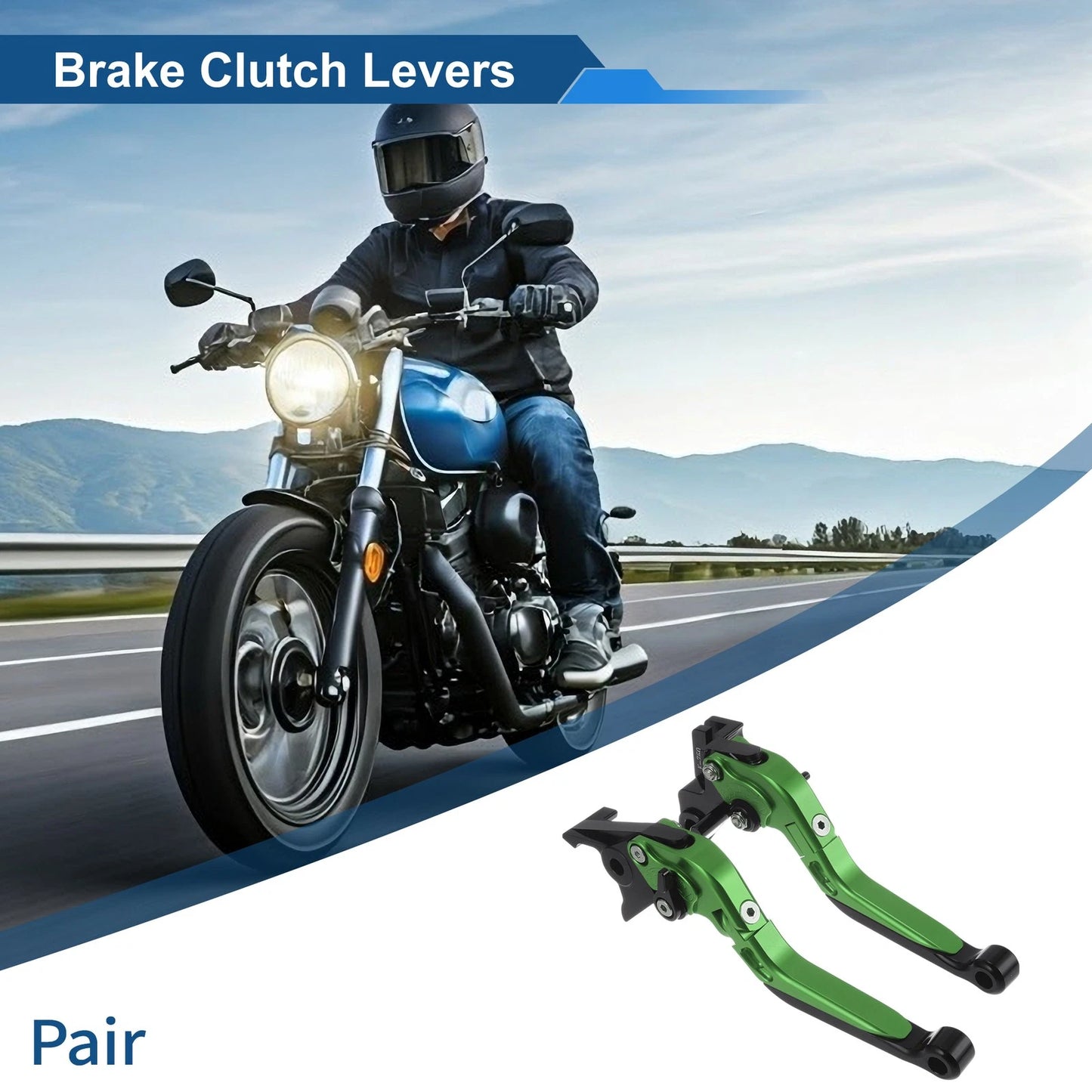 Adjustable Brake Clutch Levers for Kawasaki Vulcan S 650 (2015–2023) Green Black