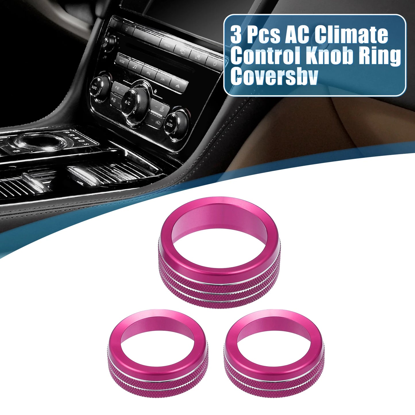 Set of 3 AC Radio Switch Knob Cover Decals for Dodge Durango (2014–2020) Pink