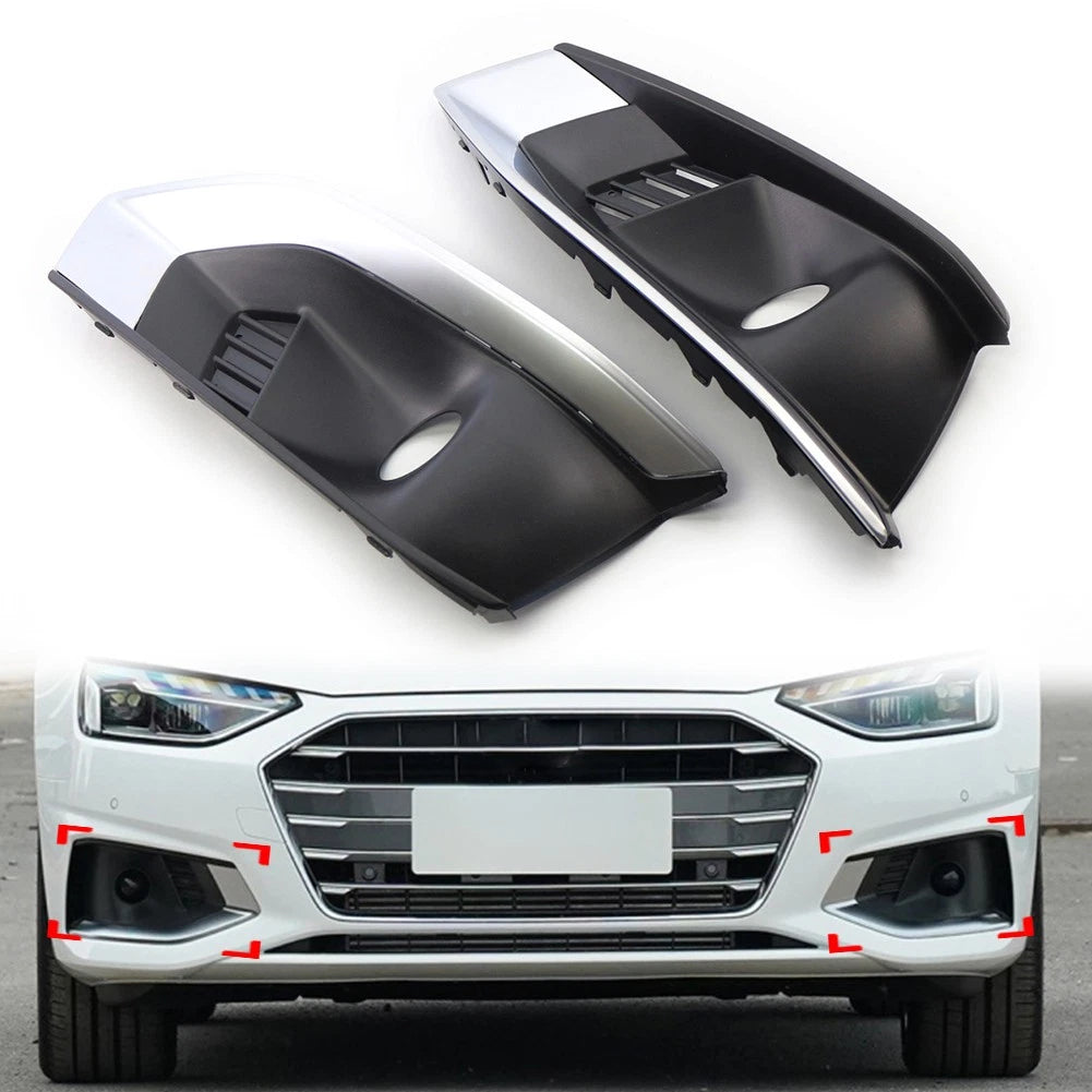 Pair Front Bumper Lower Side Grille for Audi A6 C7 (2014–2018) Black Chrome