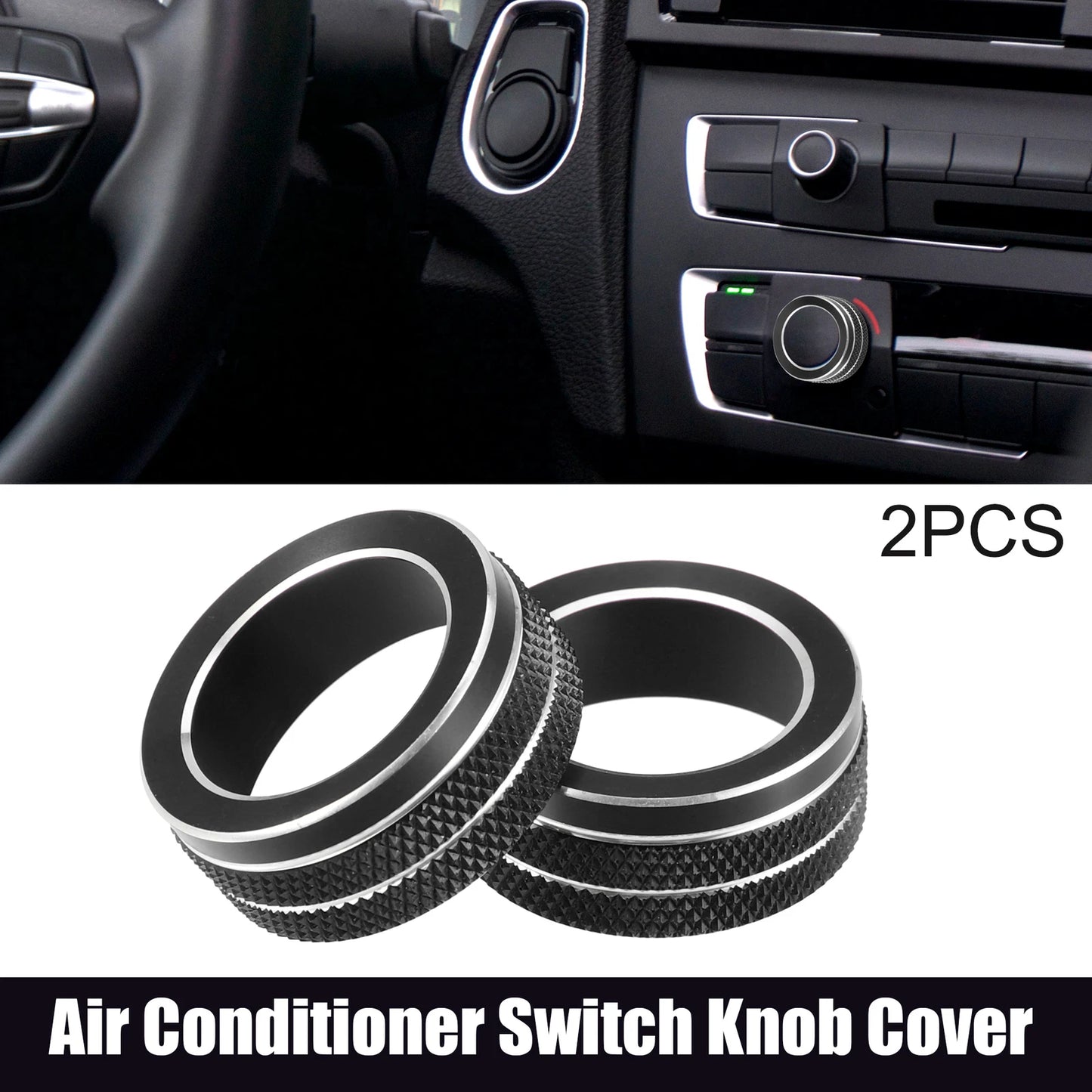 2 Pcs Air Conditioner Switch Knob Cover for Toyota Yaris (2010–2017) Black