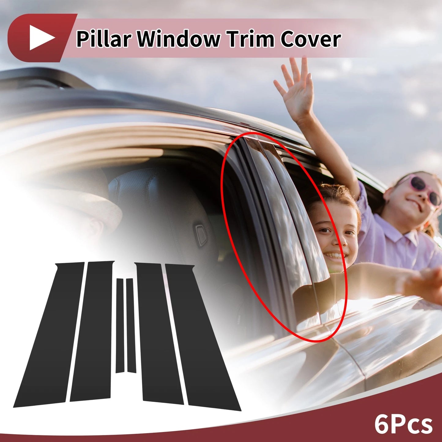 Door Pillar Window Trim for Nissan Almera/Sunny/Versa (2020–2023) Black