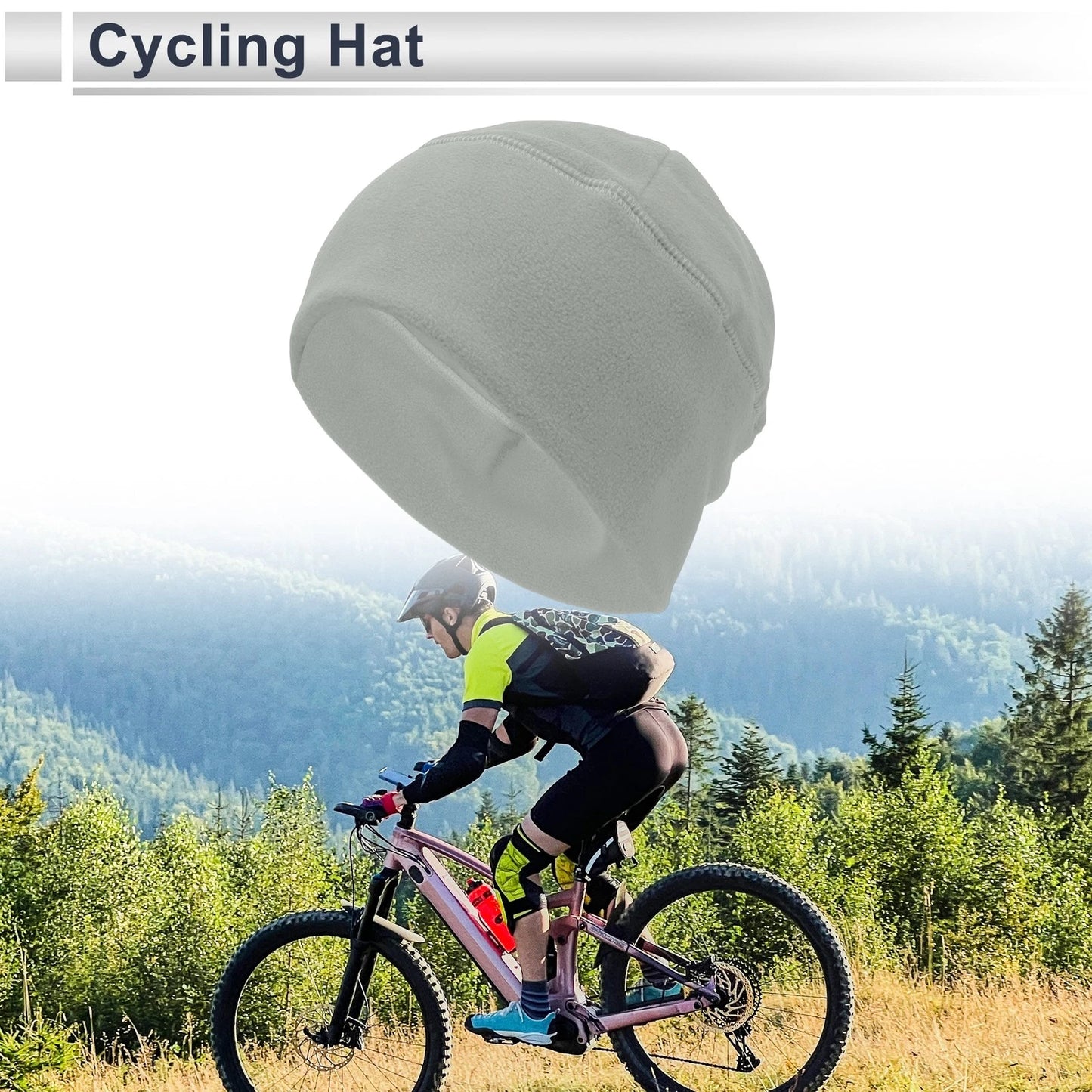 Cycling Hat for Keep Warm Light Gray Polar Fleece Fabric (1 Pcs)