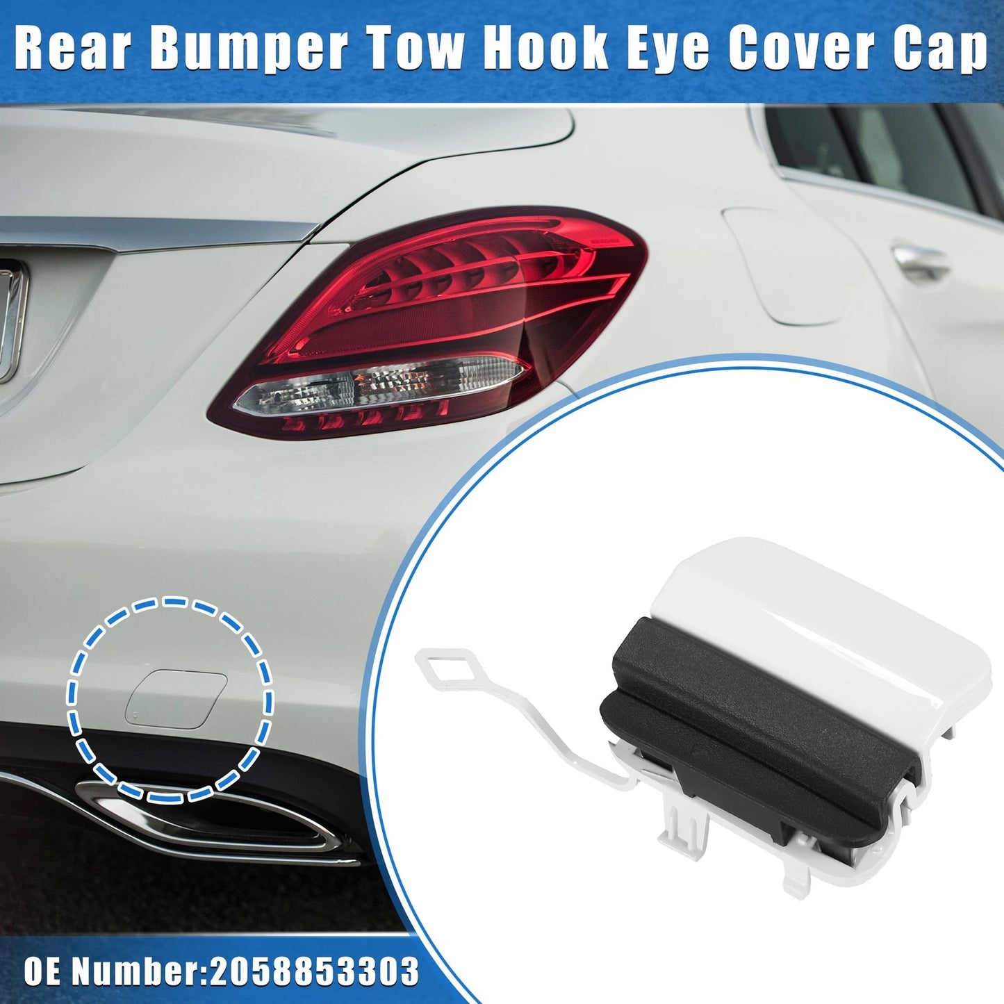 Tow Hook Cap for Mercedes-Benz C300 Sport (2019–2021) White
