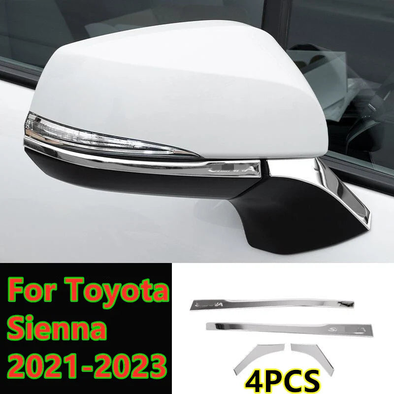4x Side Door Mirror Pillar Cover Decor for Toyota Sienna (2021–2023)