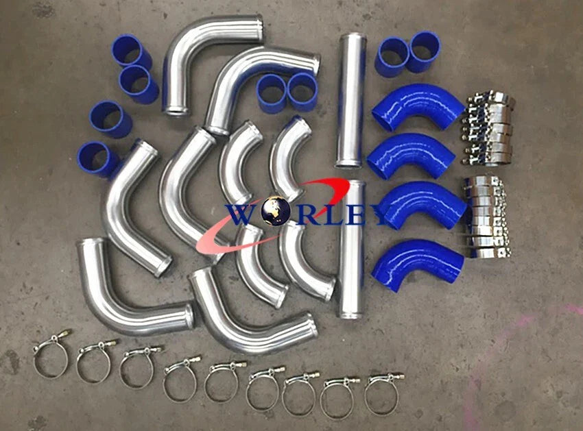 2" Aluminum Universal Intercooler Turbo Piping Hose T-Clamp Kit for Car
