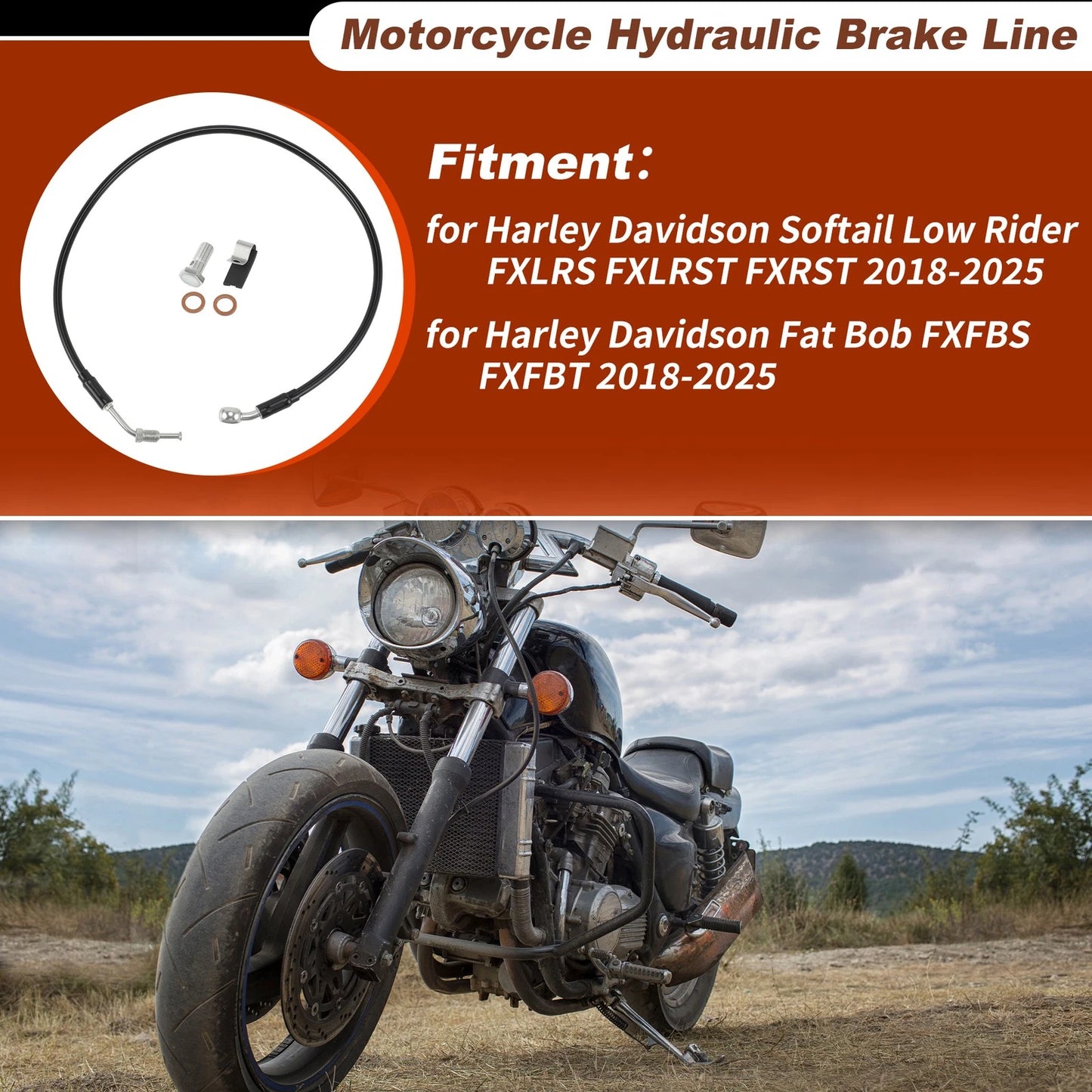 30In Brake Hose Oil Line for Harley Davidson Softail Low Rider (2020–2023)