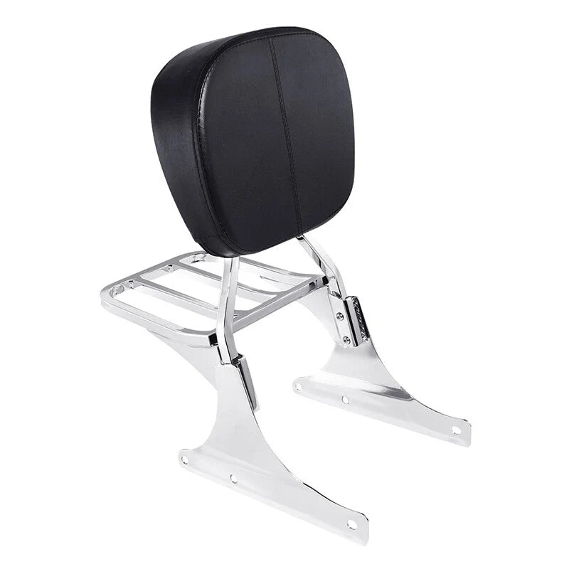 Chrome/Black Sissy Bar Backrest Luggage Rack for Harley Softail (1984-2005)
