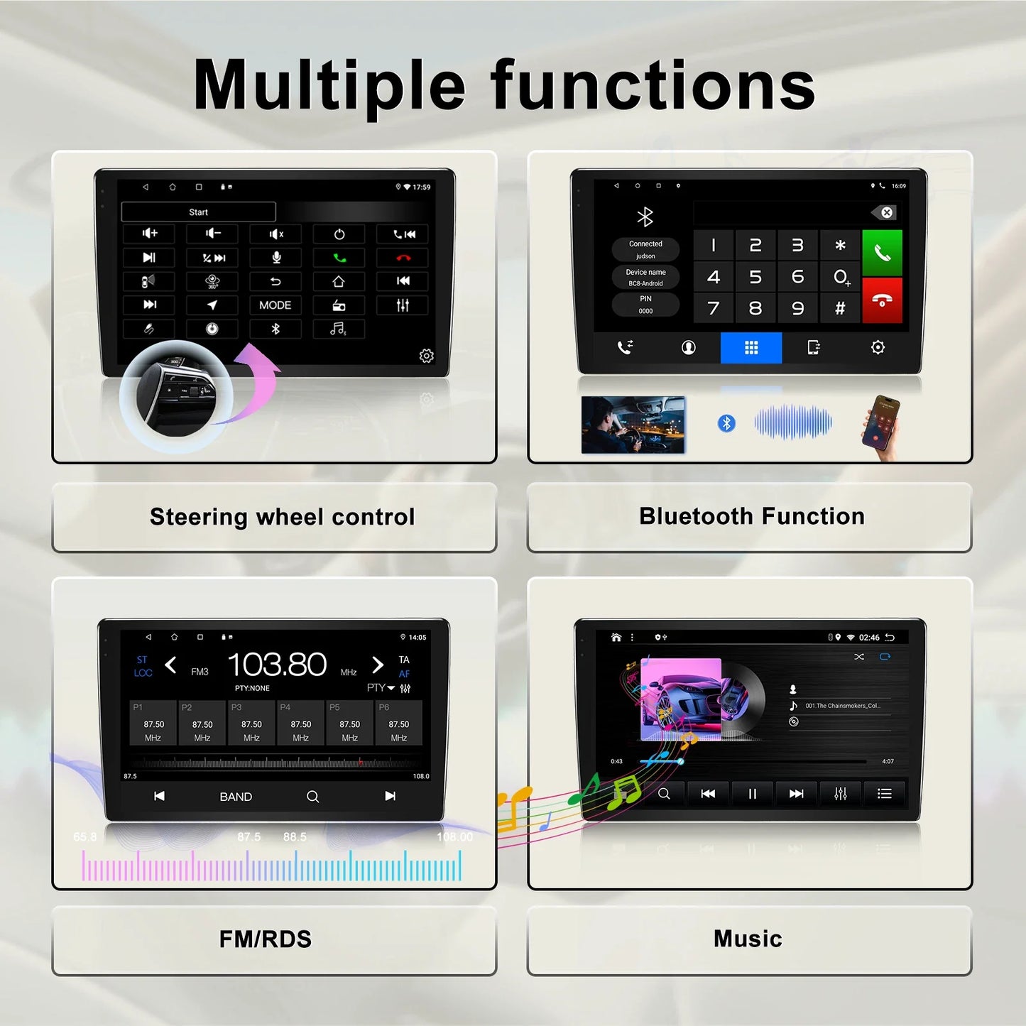 Wireless CarPlay Android Auto Head Unit Radio for Kia Picanto (2011-2017)