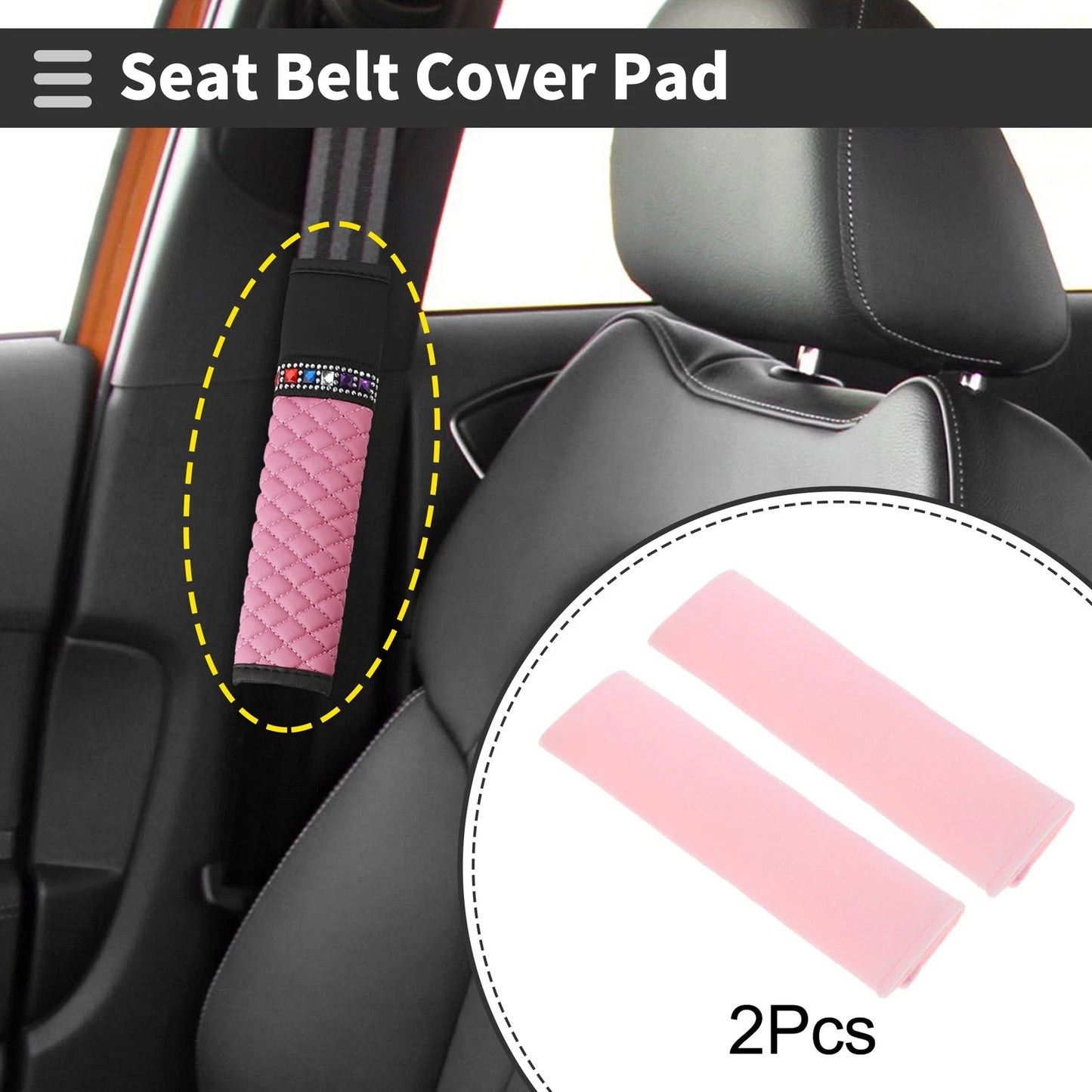 Set of 2 Light Pink Chenille Seat Belt Cover Pads