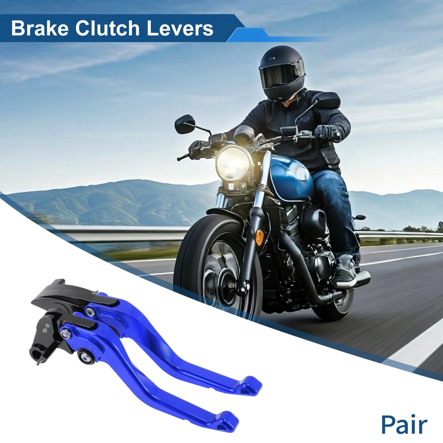 Adjustable Short Brake Clutch Levers for Honda CBR600RR (2003–2006) - Blue 1 Pair