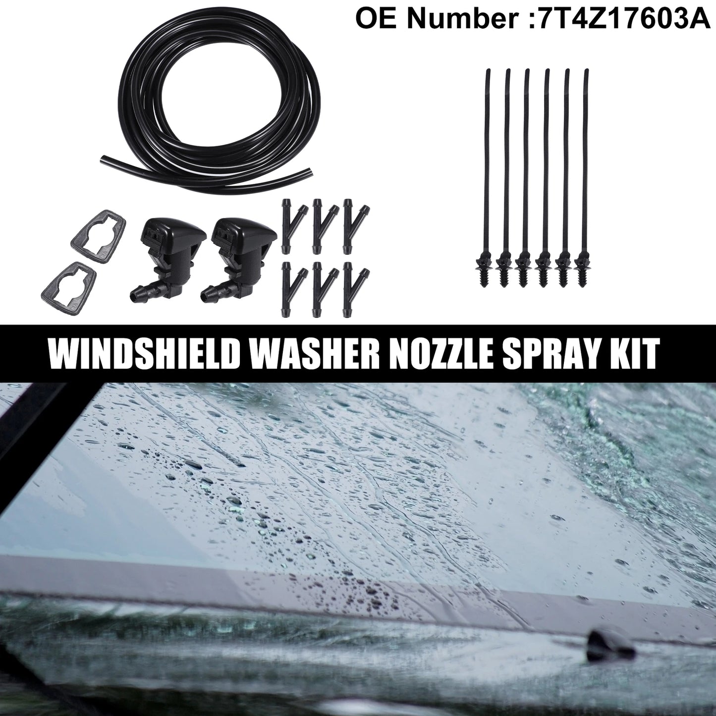Set of 2 Windshield Washer Nozzles No.7T4Z17603A for Ford Focus (2008)