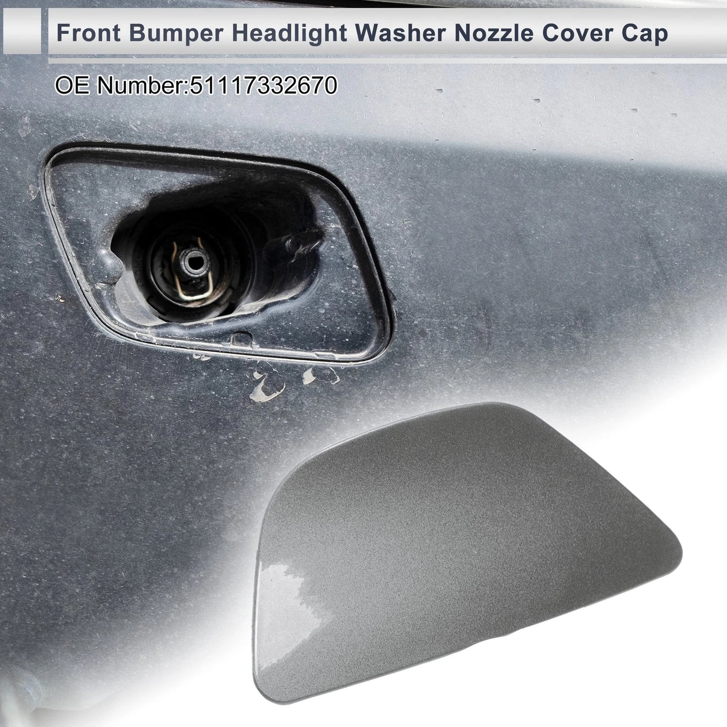 Front Right Washer Nozzle Cover Cap No. 51117332670 for BMW 535i GT (2014–2017) Grey