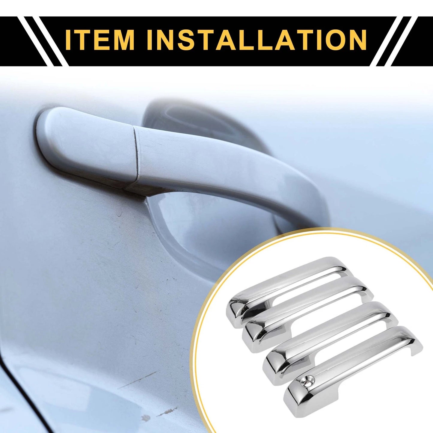 Set of 4 Car Exterior Door Handle Covers for Ford F-150 (2015–2020) Silver Tone
