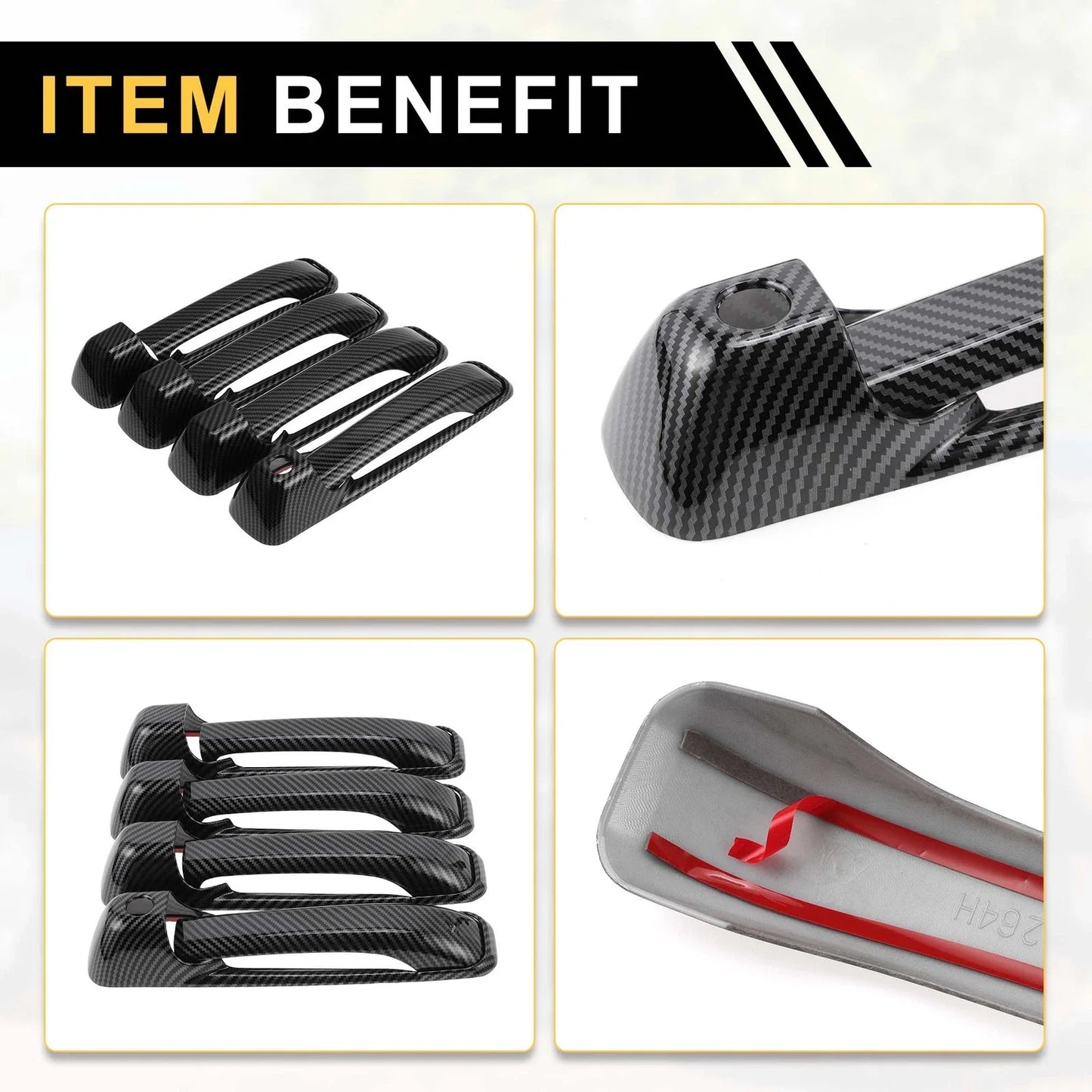 4 x Outside Door Handle Covers for Dodge Ram 1500 (2009-2018) Carbon Fiber