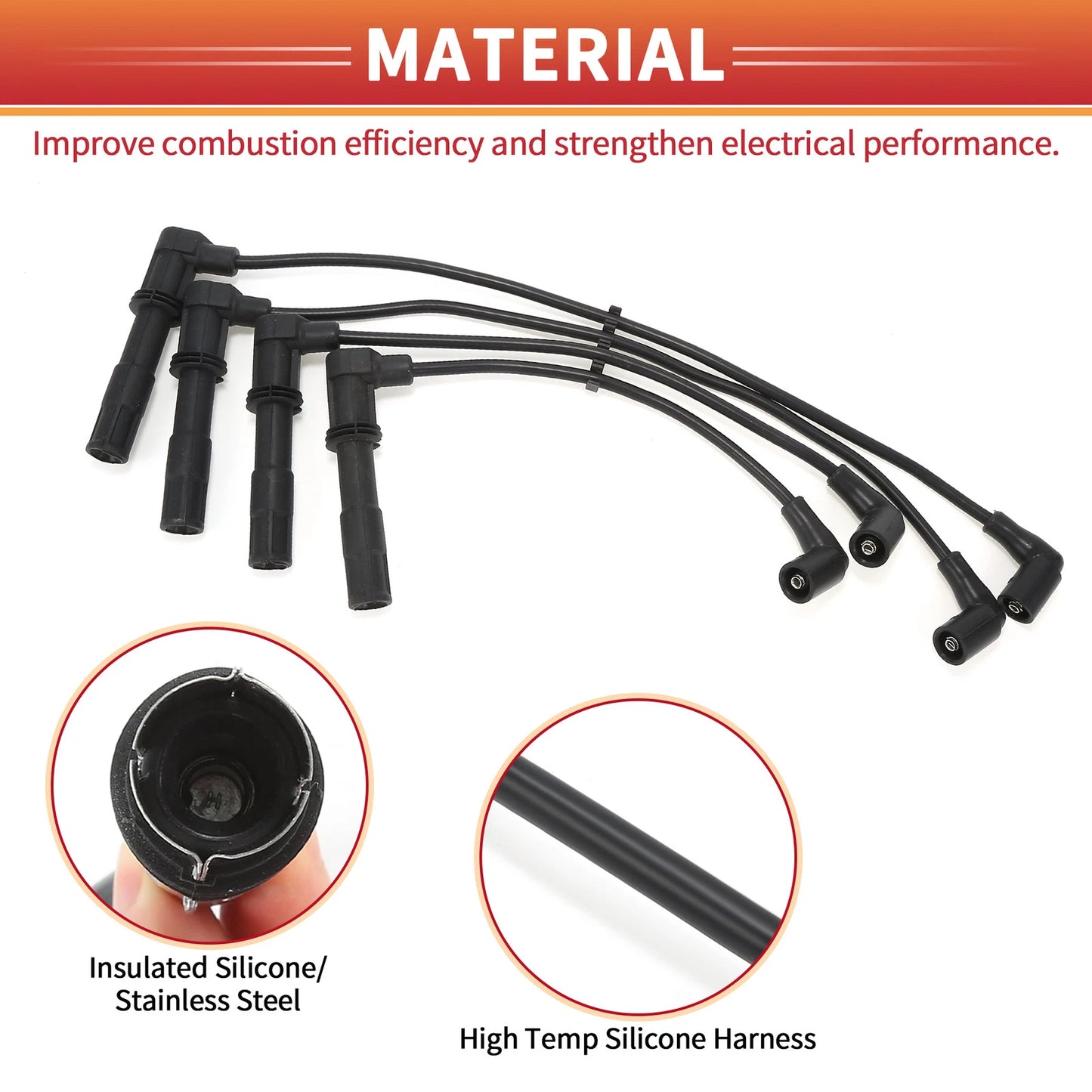 Set of 4 Spark Plug Wire Ignition Coil Cables No. 036905409K for VW Golf IV (1997–2006)