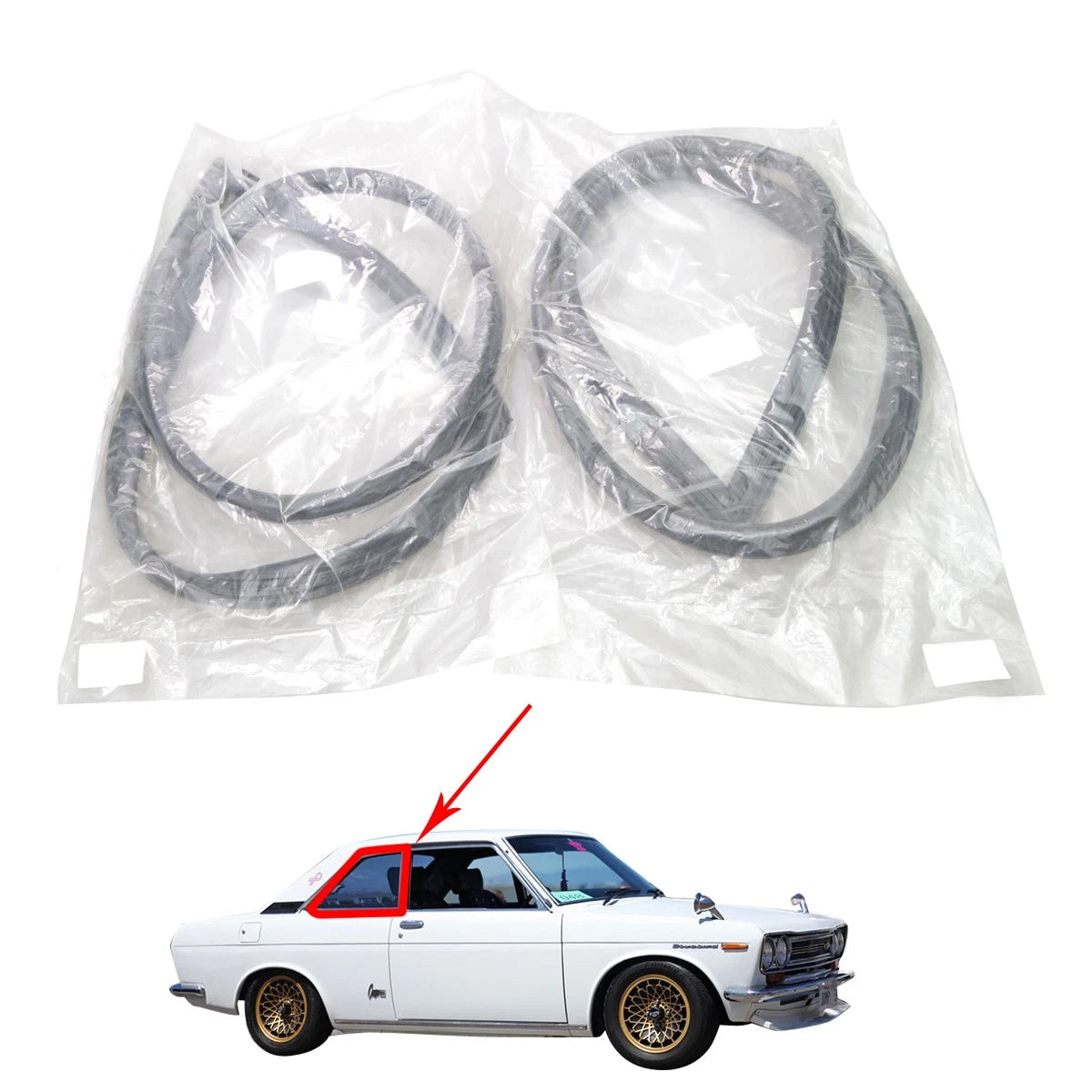 Rear Side Window Weatherstrips for Nissan Datsun Bluebird 510 (1968–1972)