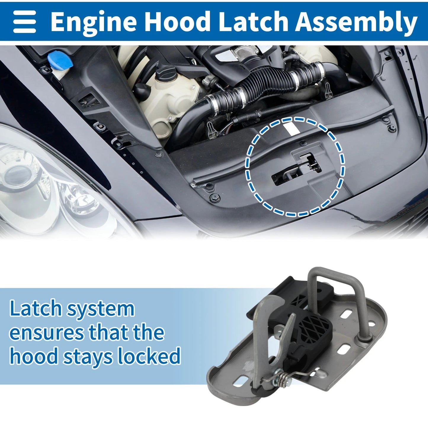 Hood Latch Assembly for Volkswagen Caddy III (2004–2015) No. 1T0823480B