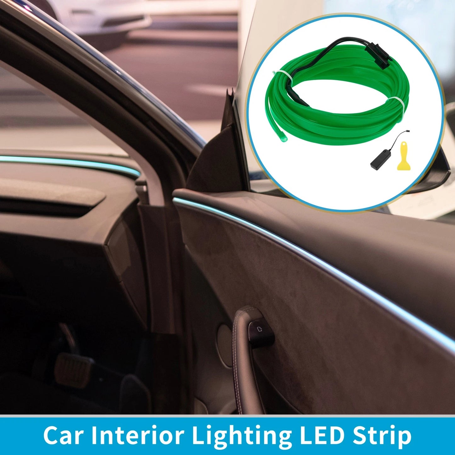 LED Strip Interior Decoration Lighting for Universal Cars (3M) Green