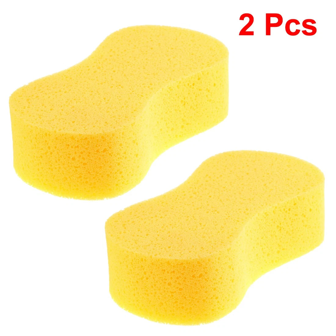 Set of 2 Yellow 8 Shape Wash Sponge for Windshield Cleaning
