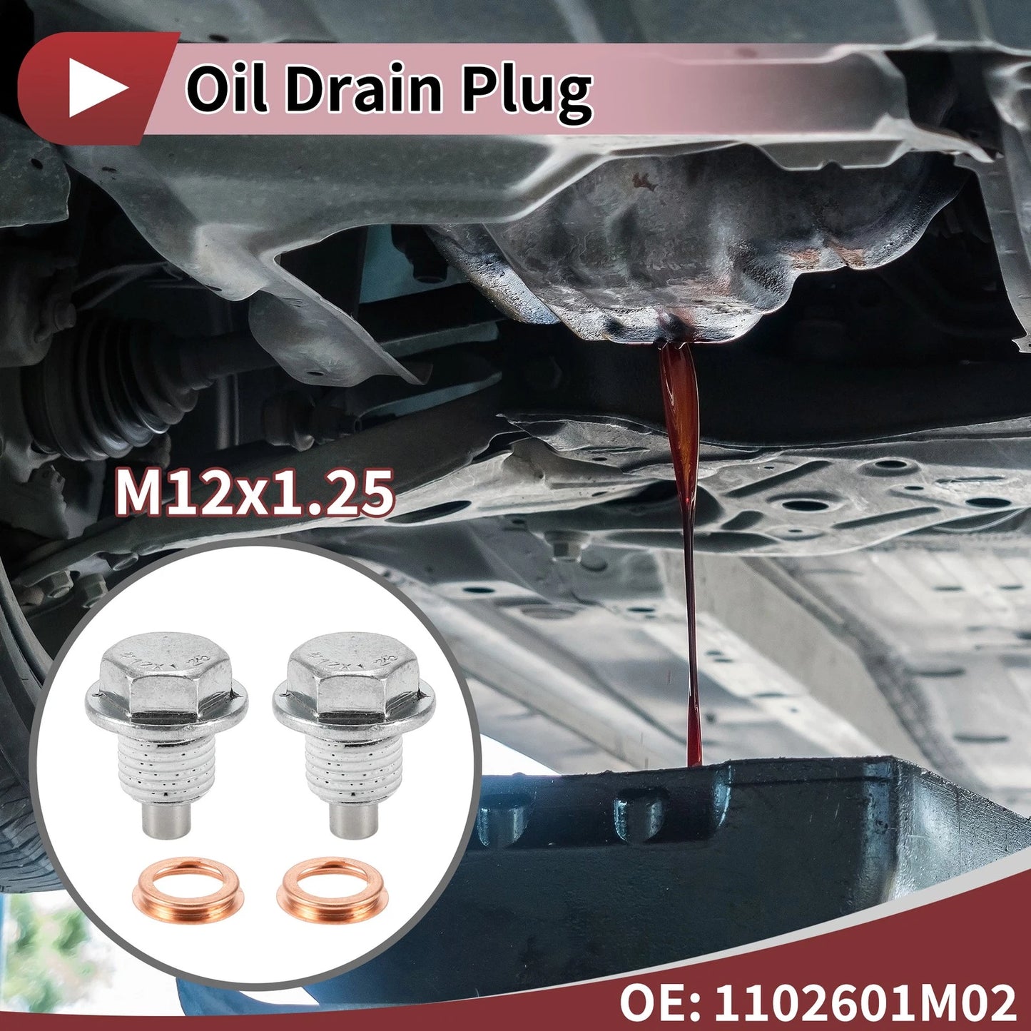 Set of 1 Oil Drain Plug for Nissan Infiniti (No. 1102601M02)
