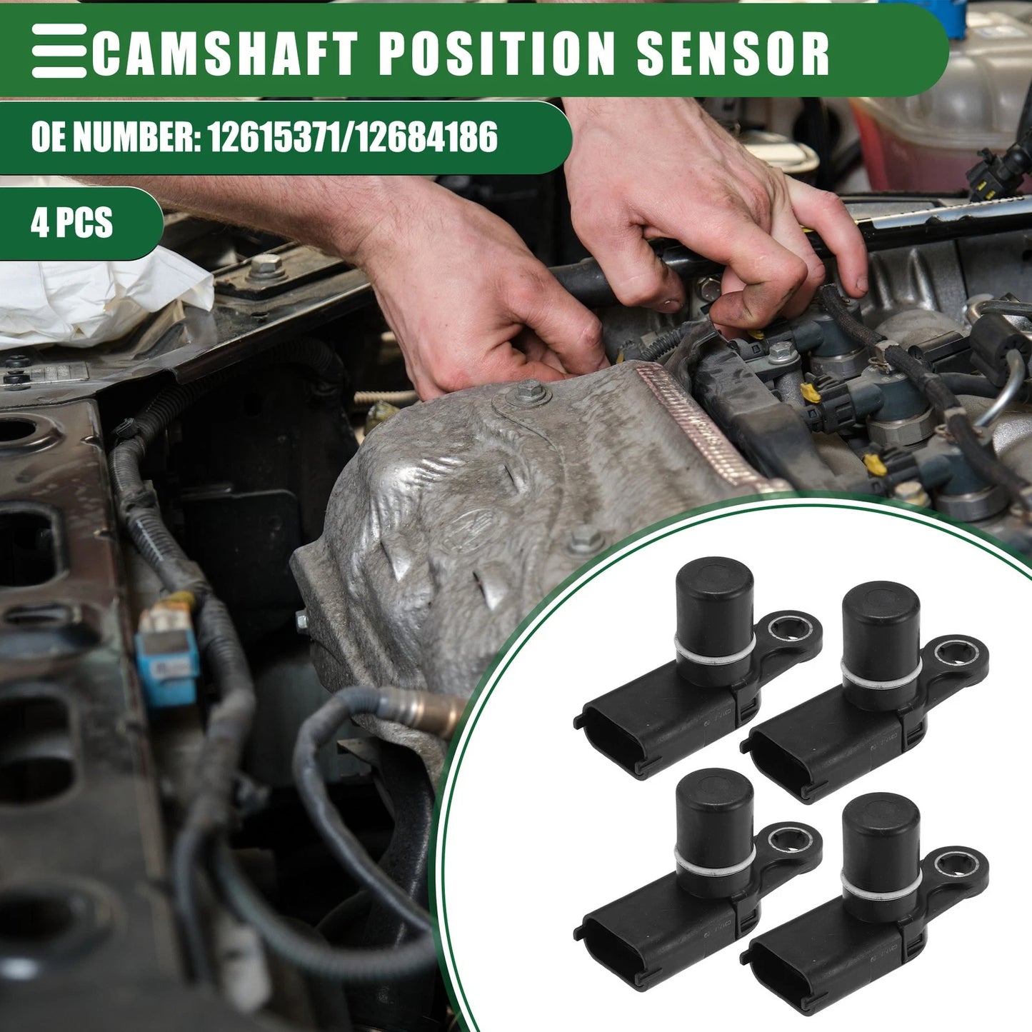 Set of 4 Camshaft Position Sensors for Buick Chevrolet (No. 12615371/12684186)