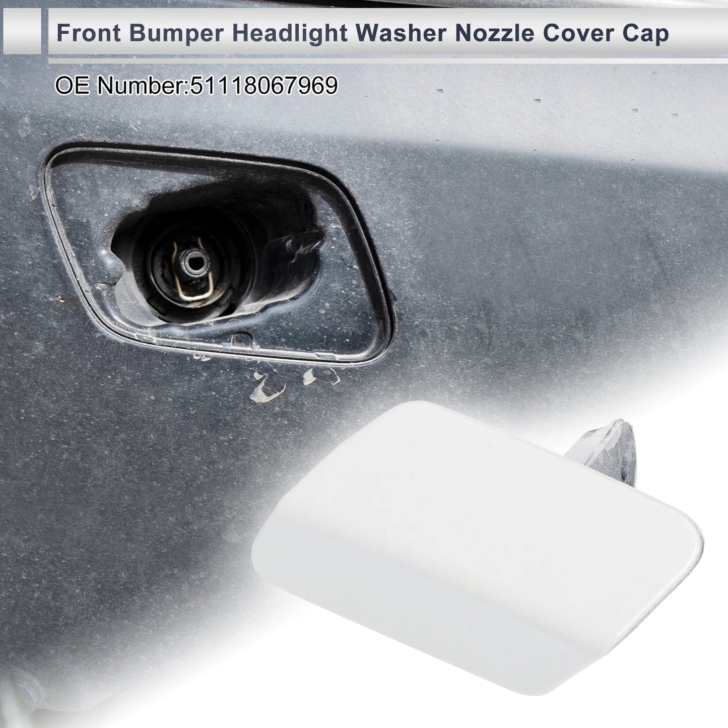 Headlight Washer Nozzle Cover Cap for BMW 320i (2012–2019) - White