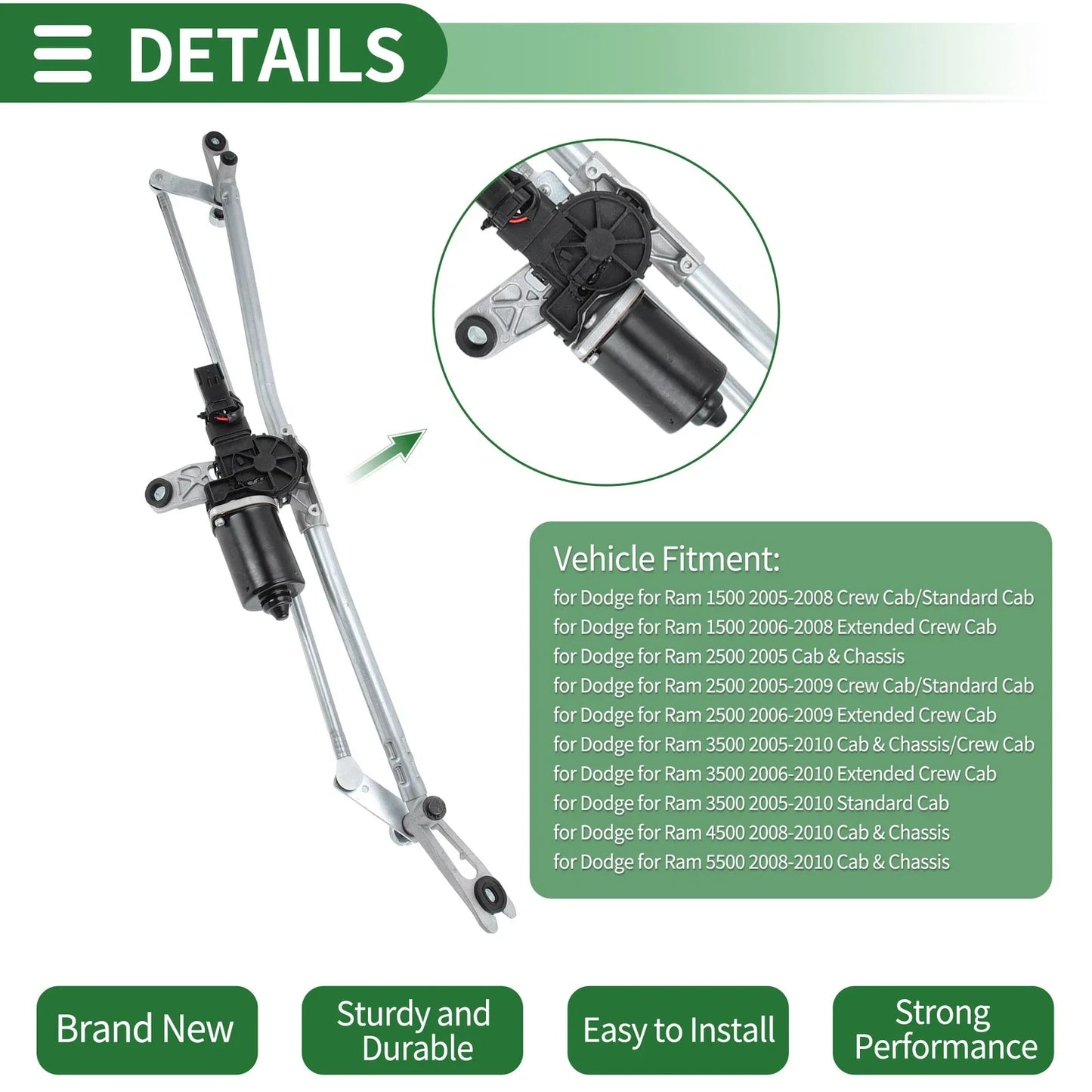 Windshield Wiper Motor Linkage Assembly for Dodge Ram 1500 (2002-2008)
