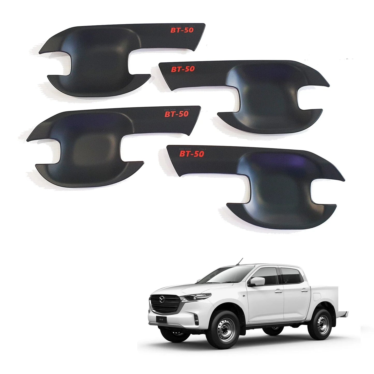 Matte Black Door Handle Cover Insert Bowl Trim for Mazda BT-50 (2021-2023)