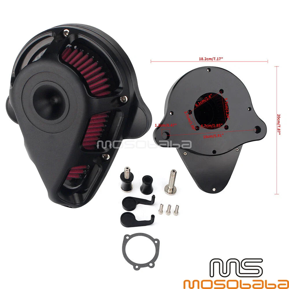 Black Air Filter Cleaner for Harley Touring Road King Dyna Street Bob (00-17)