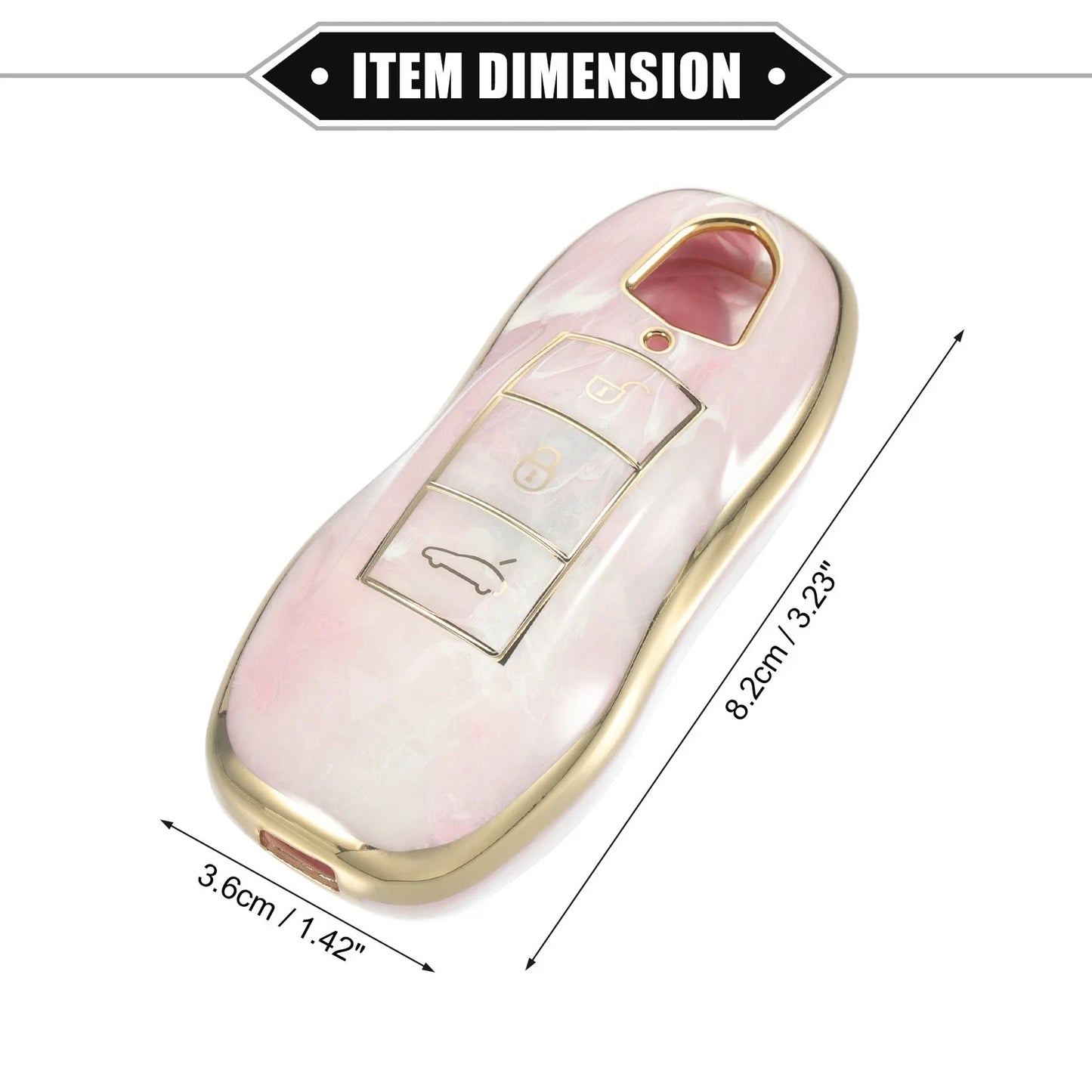 3 x Button Smart Key Fob Case Cover for Porsche Cayenne (2011-2018) TPU Pink