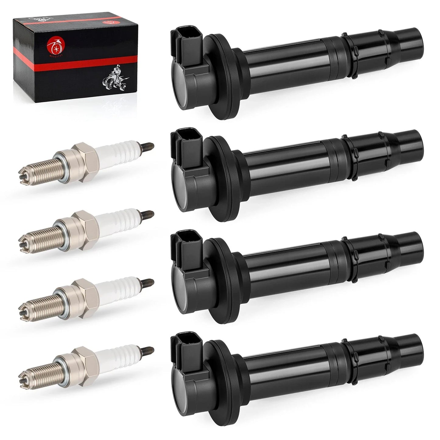 4Pcs Ignition Coils & Spark Plugs for Yamaha YZF R6 (1999–2002)