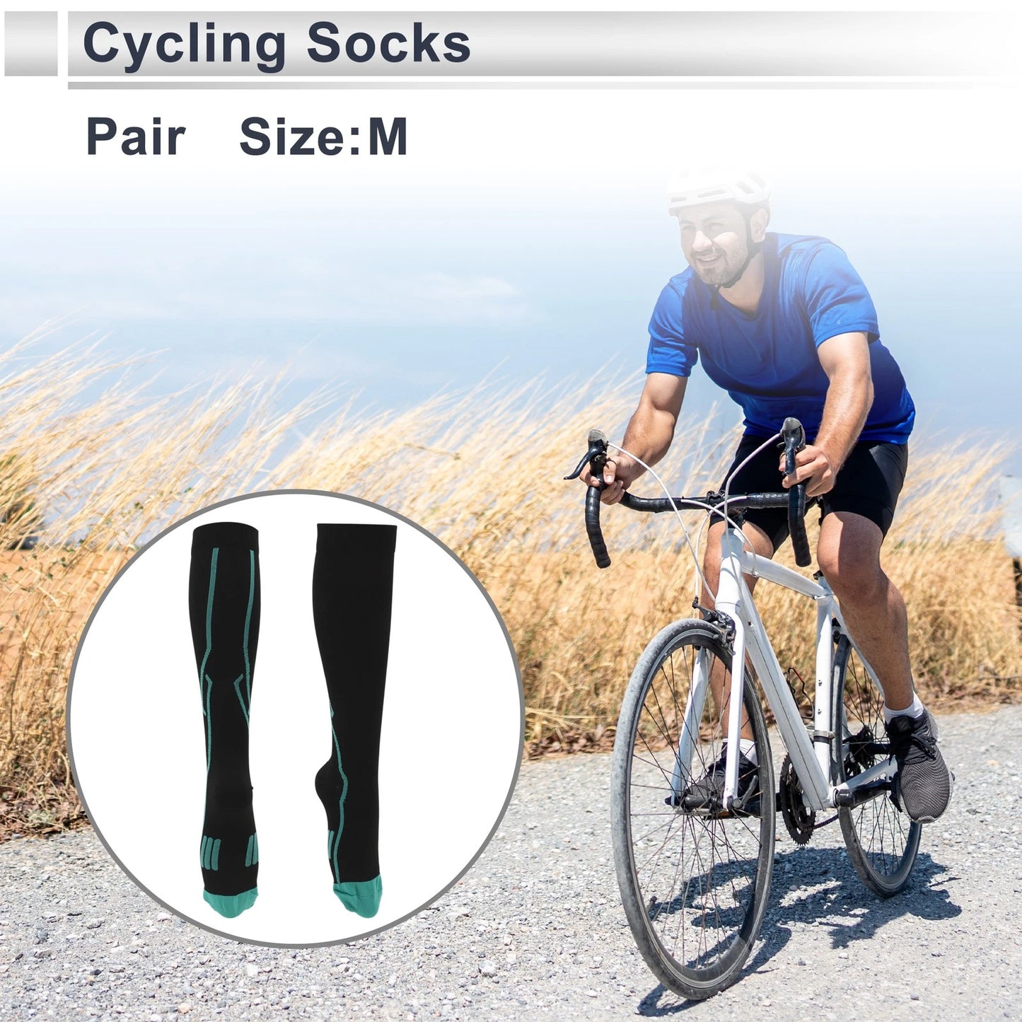 Cycling Socks Shock Absorption Size M High-cut Black Green