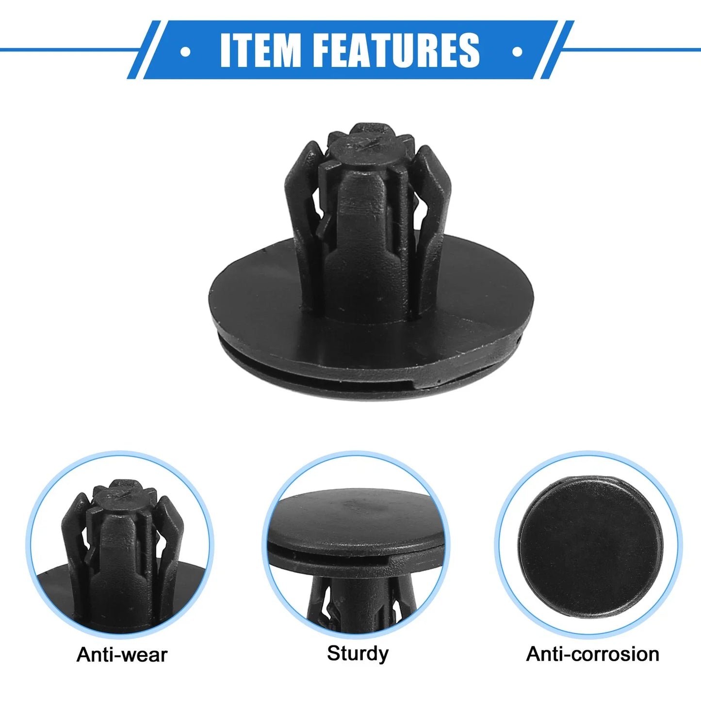 50 Pcs Fender Liner Retainer Clips for Honda - Durable Plastic Black